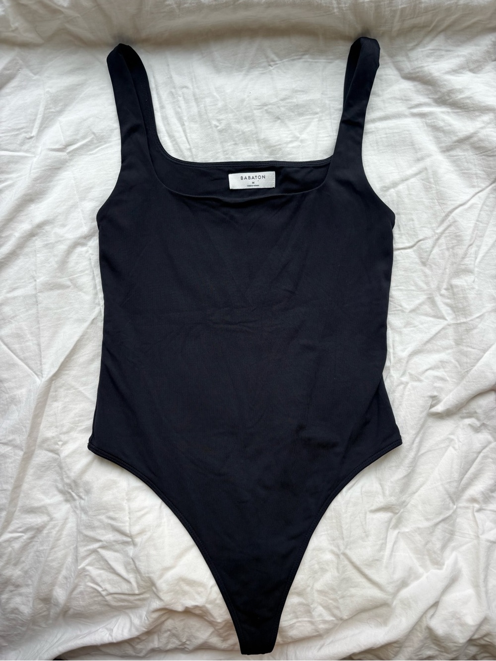 Babaton Aritzia Black Square Neck Sleeveless Bodysuit Size M